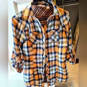 Cute Gauzy Plaid Shirt